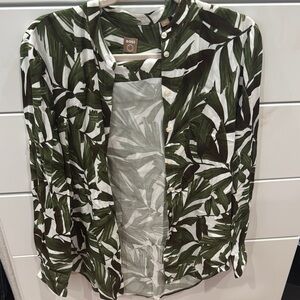 Boss Green and White Blazer with Leaf Print